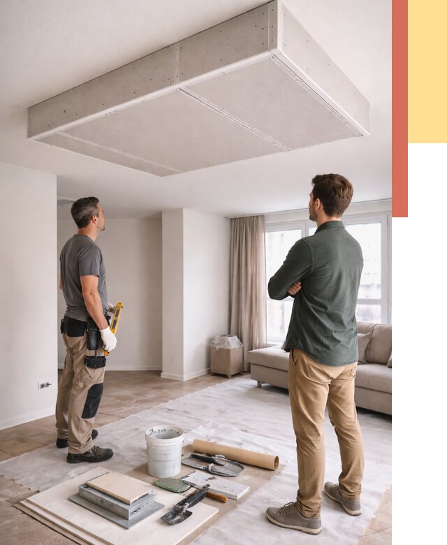 Короб на потолке из гипсокартона в Воскресенске от 2274 руб. — монтаж и услуги под ключ | ОТДЕЛОЧНИК-Вск