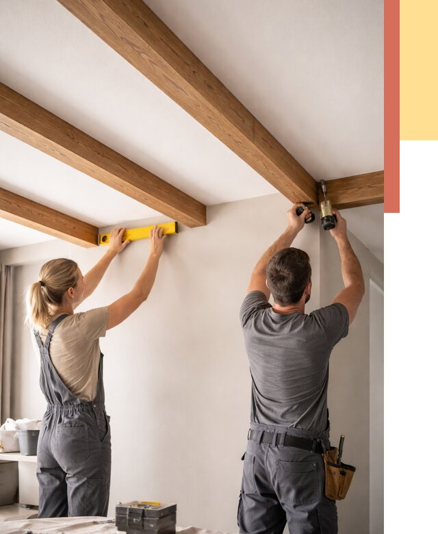 Монтаж декоративных балок на потолок в Воскресенске от 4342 руб. — ОТДЕЛОЧНИК-Вск